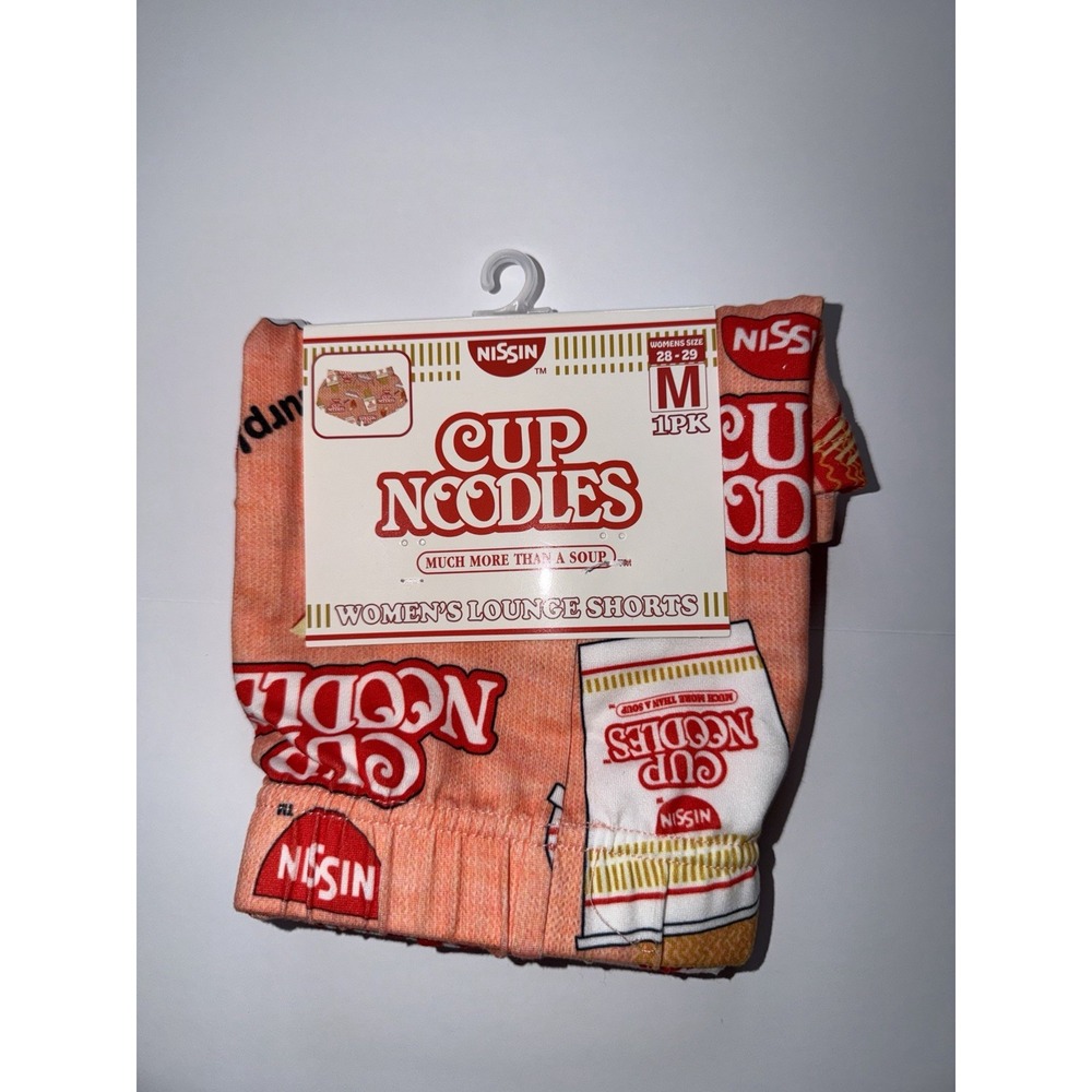 NISSIN Cup Noodles Women Medium Lounge Shorts Peach Novelty Gift Present NWT